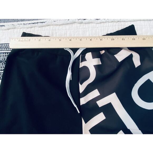 Womens Drawstring Pants Size large Letter Graphic Print Stretch Waist Casual L - Picture 5 of 7